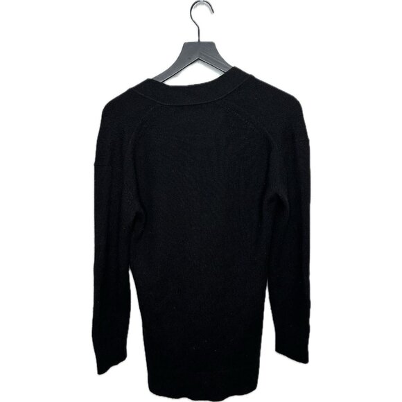 Theory Women’s Mid Length Soft 100% Cashmere V-neck Cardigan Petite Small Black - Picture 2 of 9